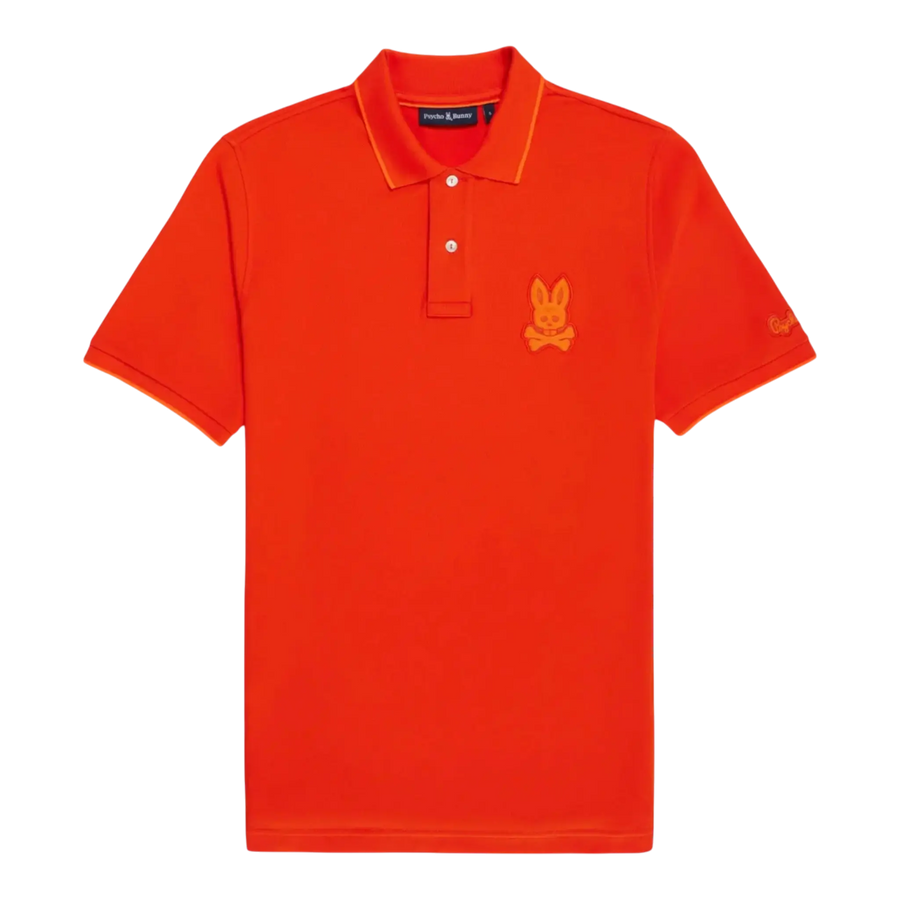 Psycho Bunny Cleveland Chainstitch Pique Men Polo Shirt Tangerine Tango