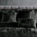 WONDERWALL 'Une Collection' Black Crinkle Velvet Comforter Set with Plush Fill - 7 Piece