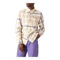 Dickies Nimmons Men Plaid Flannel Long Sleeve Shirt Cream