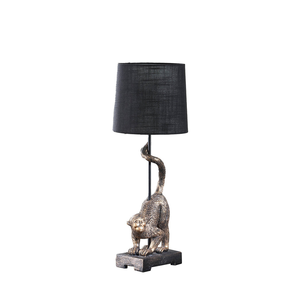 WONDERWALL 'Une Collection' 24" Wildlife Capuchin Monkey Table Lamp with Antique Bronze Finish - Golden Black