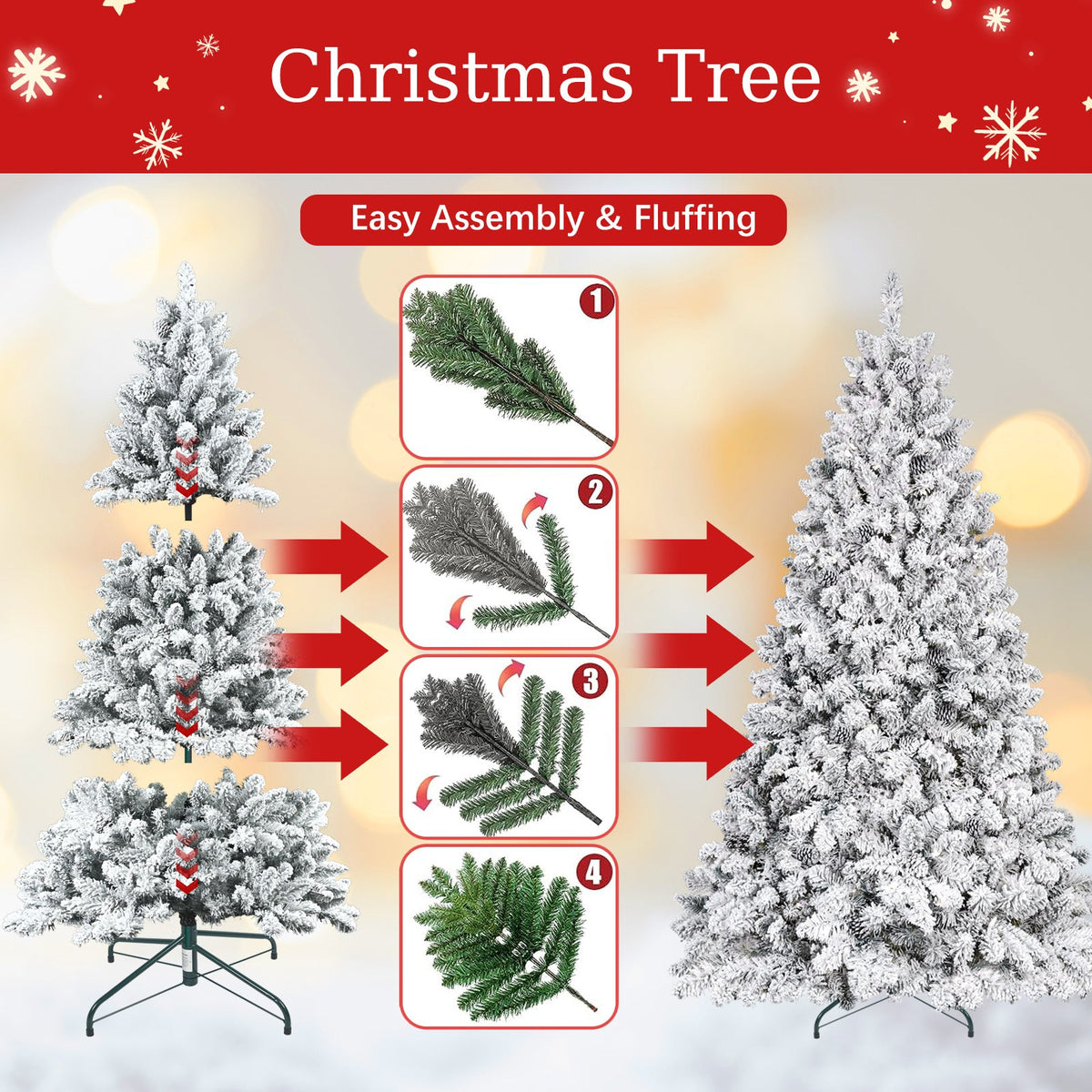 WONDERWALL ‘Noël DuBois’ 6 ft Flocked Artificial Christmas Tree – Green / White