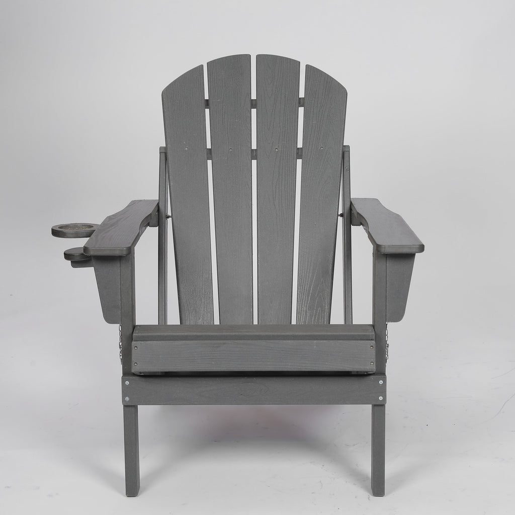 WONDERWALL 'Une Collection' HDPE Folding Adirondack Chair with Dual Cup Holder - Gray