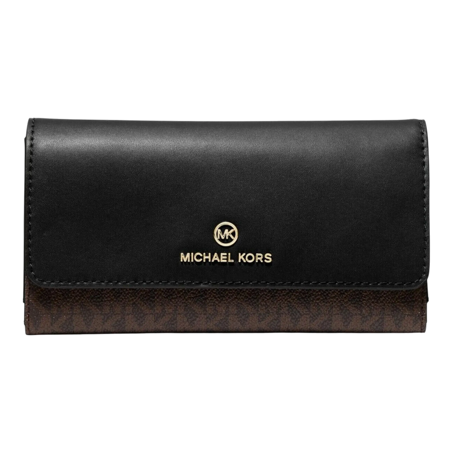 Michael Kors Jet Set Charm Women Large Logo Trifold Wallet Black