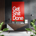 WONDERWALL ‘L’Atelier Fun Collection’ White on Red Get Shit Done Brushed Aluminum Dibond Wall Art