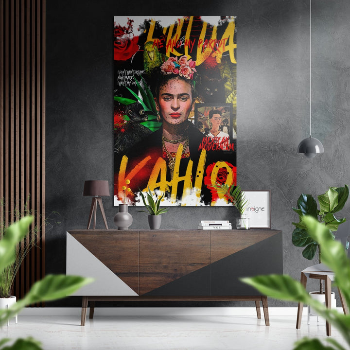 WONDERWALL ‘L’Atelier Fun Collection’ Floral-Crowned Pop Art Portrait Brushed Aluminum Dibond Wall Art