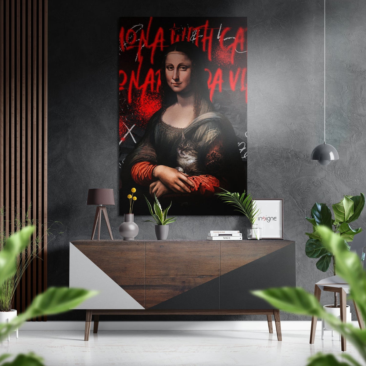 WONDERWALL ‘L’Atelier Fun Collection’ Mona Lisa with a Cat Brushed Aluminum Dibond Wall Art