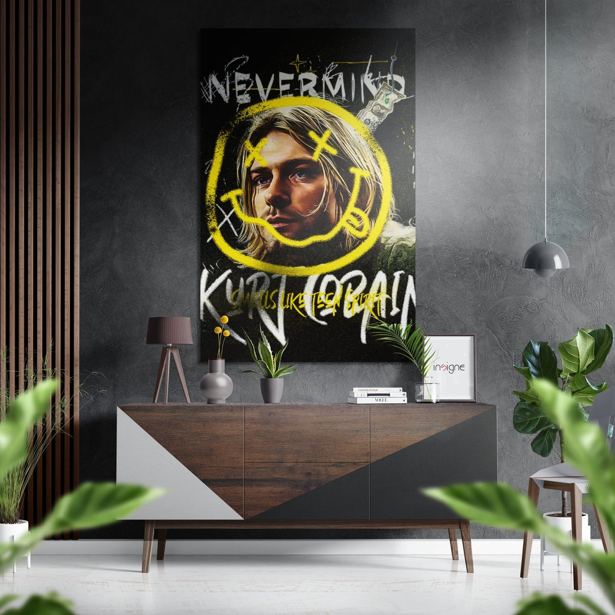 WONDERWALL ‘L’Atelier Fun Collection’ Nineties Grunge Musician Portrait Brushed Aluminum Dibond Wall Art
