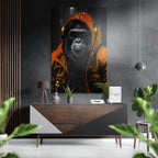 WONDERWALL ‘L’Atelier Fun Collection’ Amber Hoodie Ape with Headphones Brushed Aluminum Dibond Wall Art