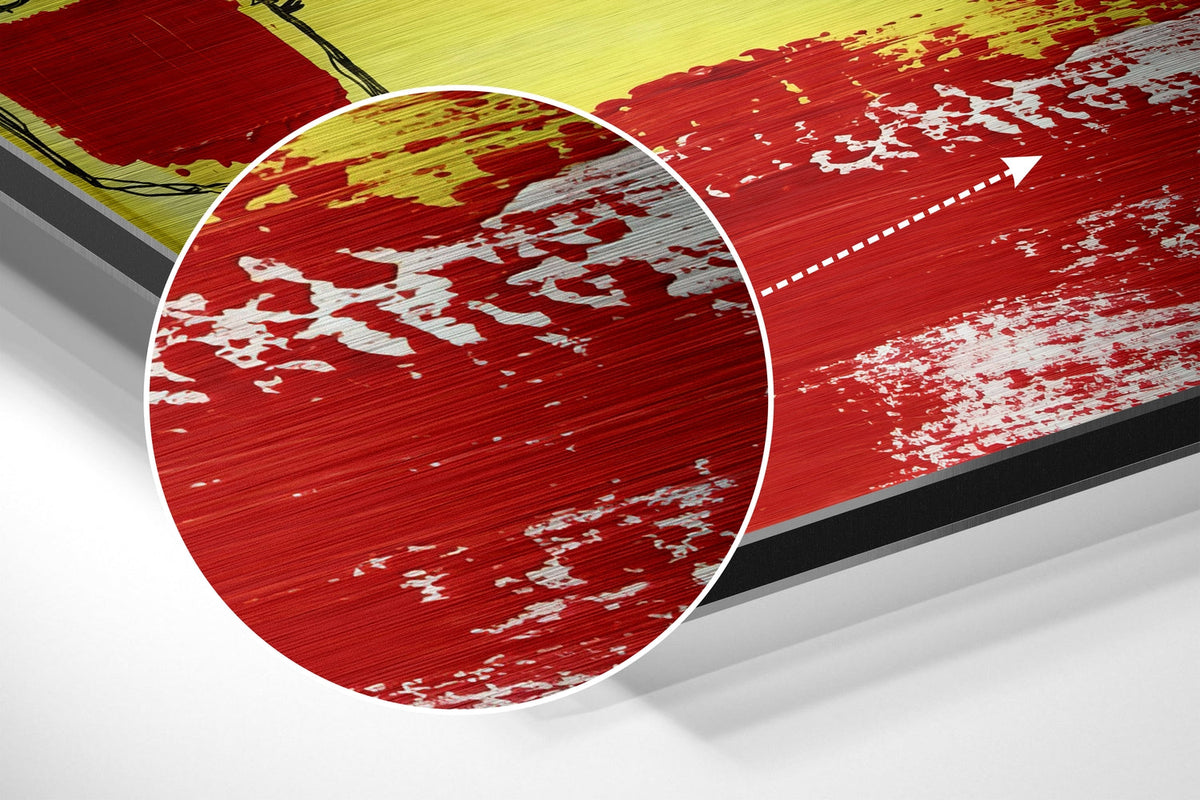 WONDERWALL ‘L’Atelier Fun Collection’ Red and White Spiral Abstract Brushed Aluminum Dibond Wall Art