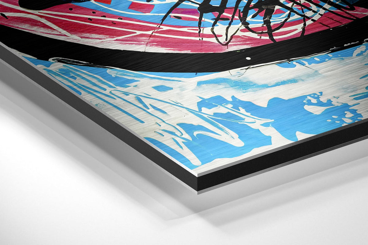 WONDERWALL ‘L’Atelier Fun Collection’ Black Gestural Lines Multicolor Abstract Brushed Aluminum Dibond Wall Art