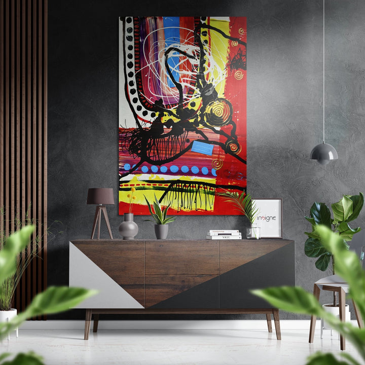 WONDERWALL ‘L’Atelier Fun Collection’ Multicolor Spiral and Stripe Abstract Brushed Aluminum Dibond Wall Art