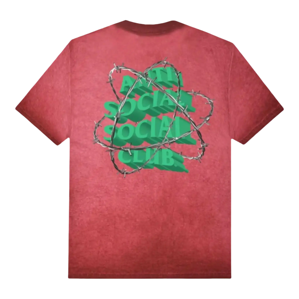 Anti Social Social Club New & Gone Men T-Shirt Red Mineral Wash