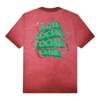 Anti Social Social Club New & Gone Men T-Shirt Red Mineral Wash