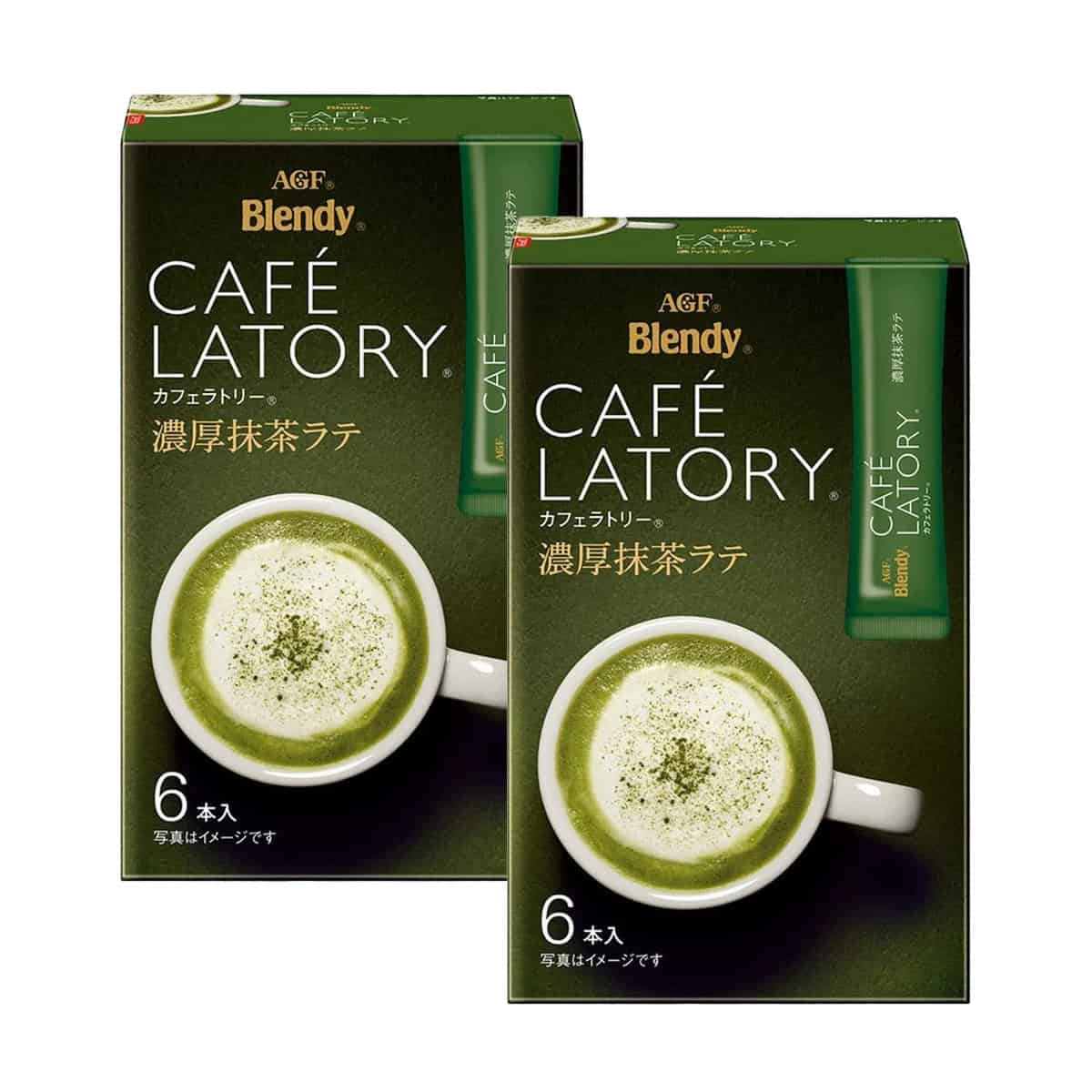 Blendy Cafe Latory Matcha Green Tea Latte Powder 6 Sticks x 2 Boxes