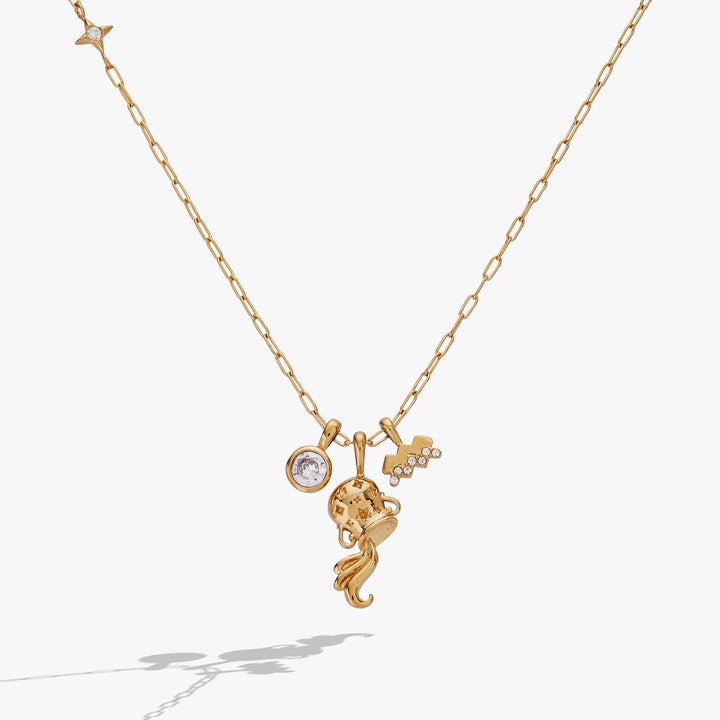 Aquarius Zodiac Charm Cluster Necklace