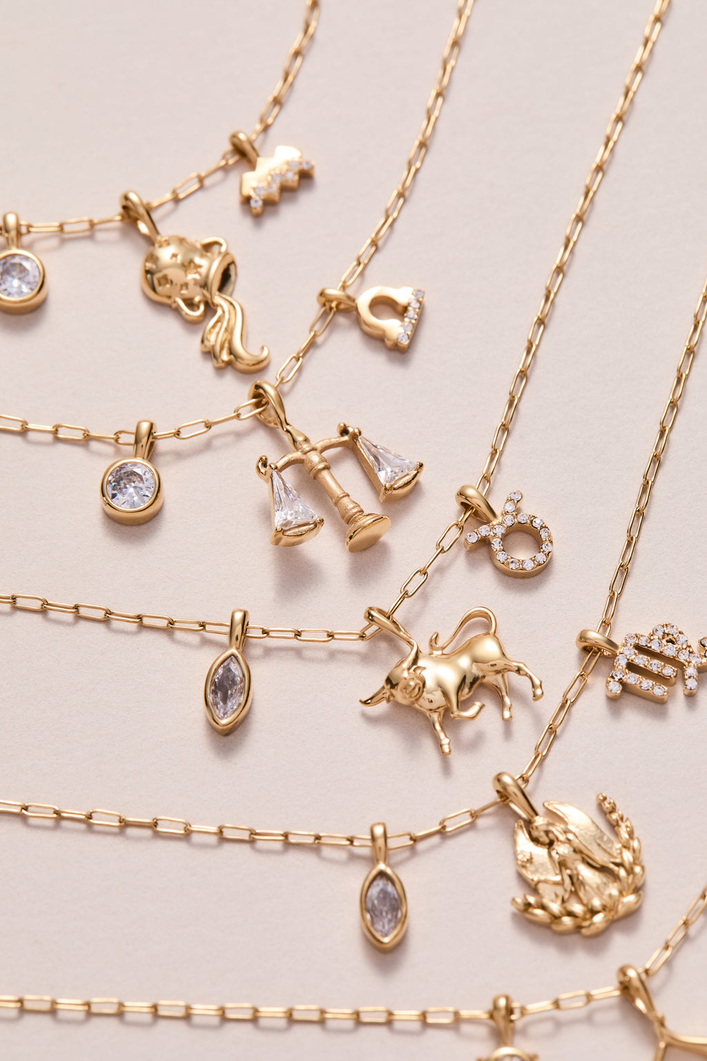 Aquarius Zodiac Charm Cluster Necklace - WONDERWALL