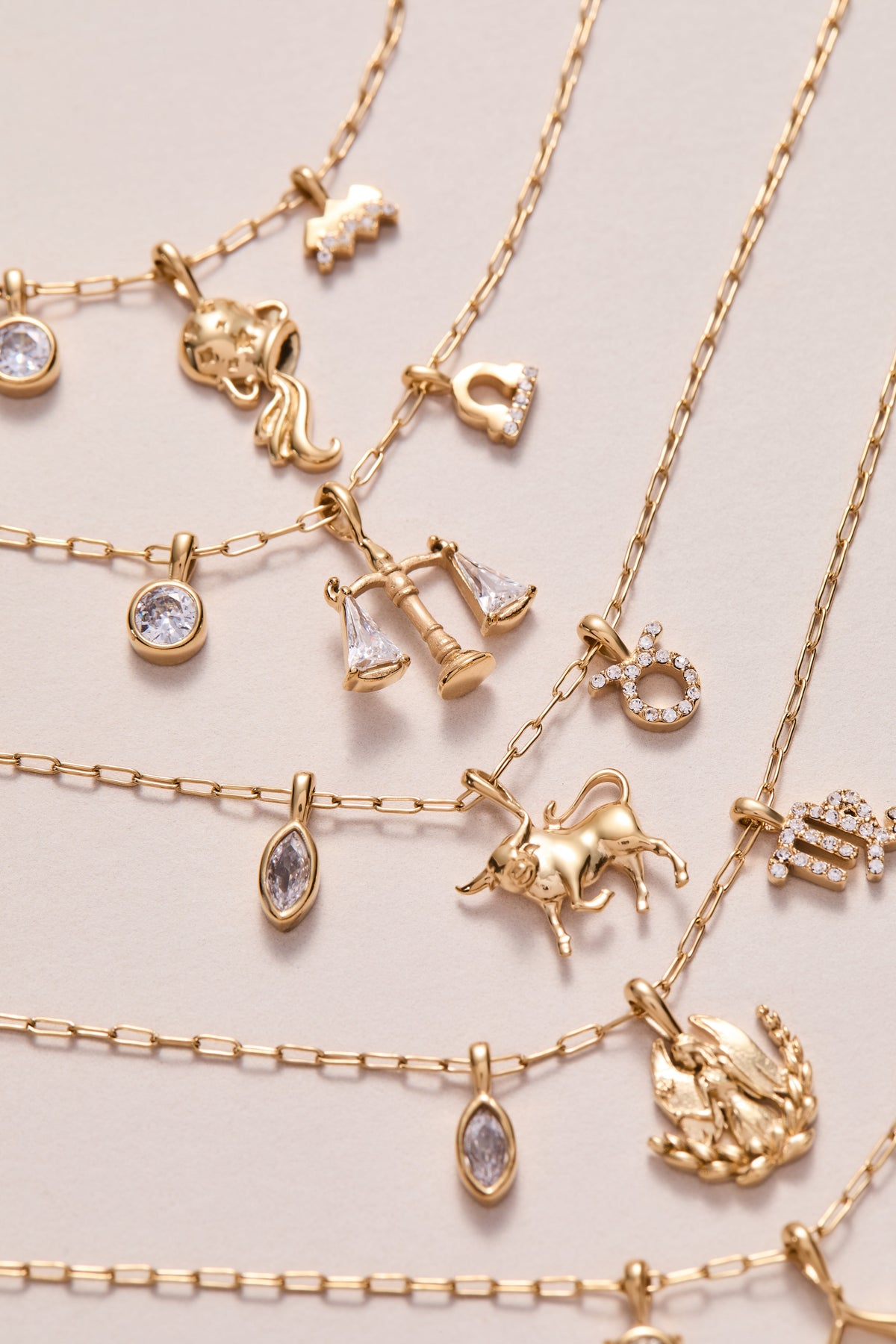 Aquarius Zodiac Charm Cluster Necklace - WONDERWALL