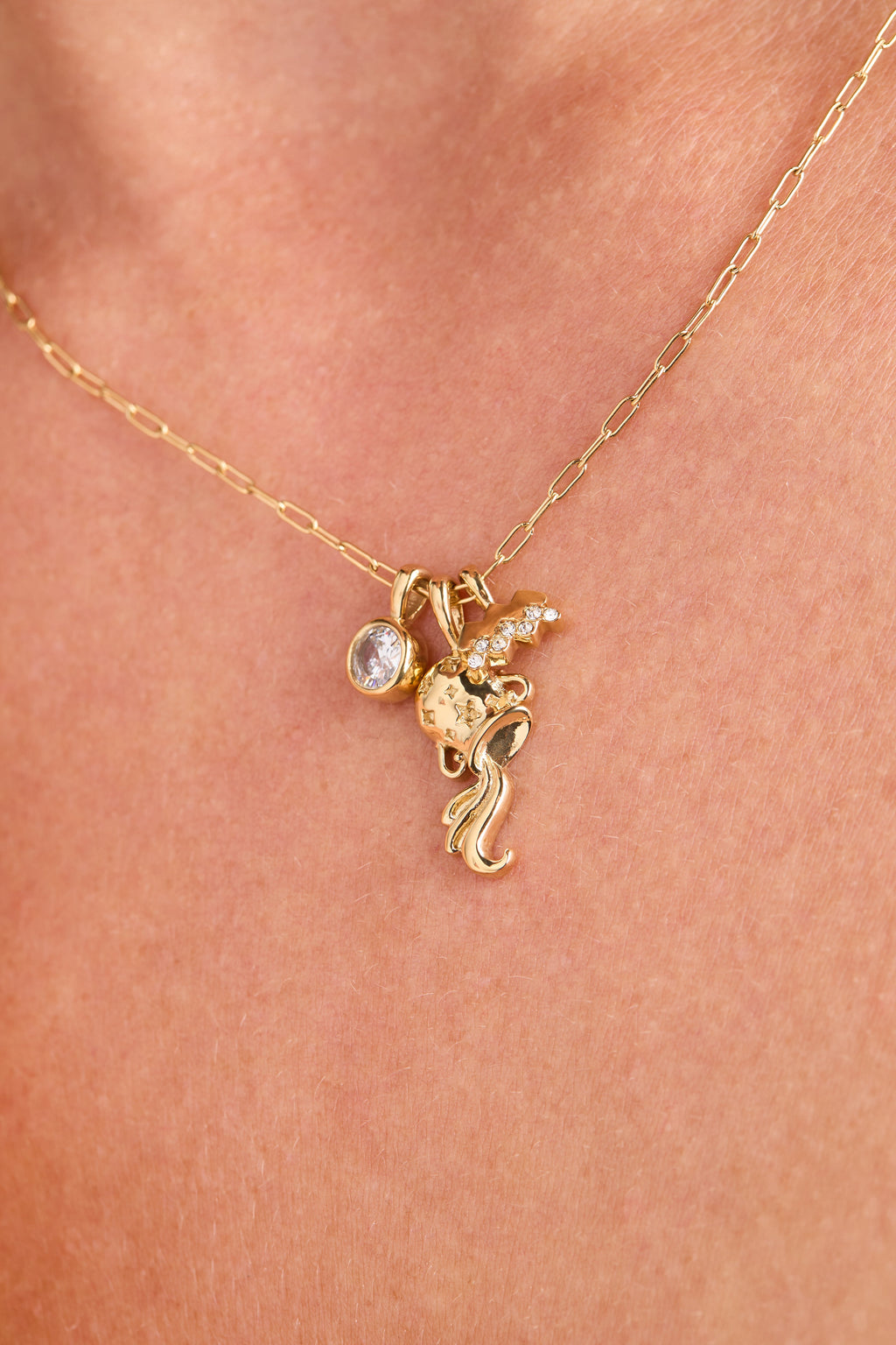 Aquarius Zodiac Charm Cluster Necklace - WONDERWALL