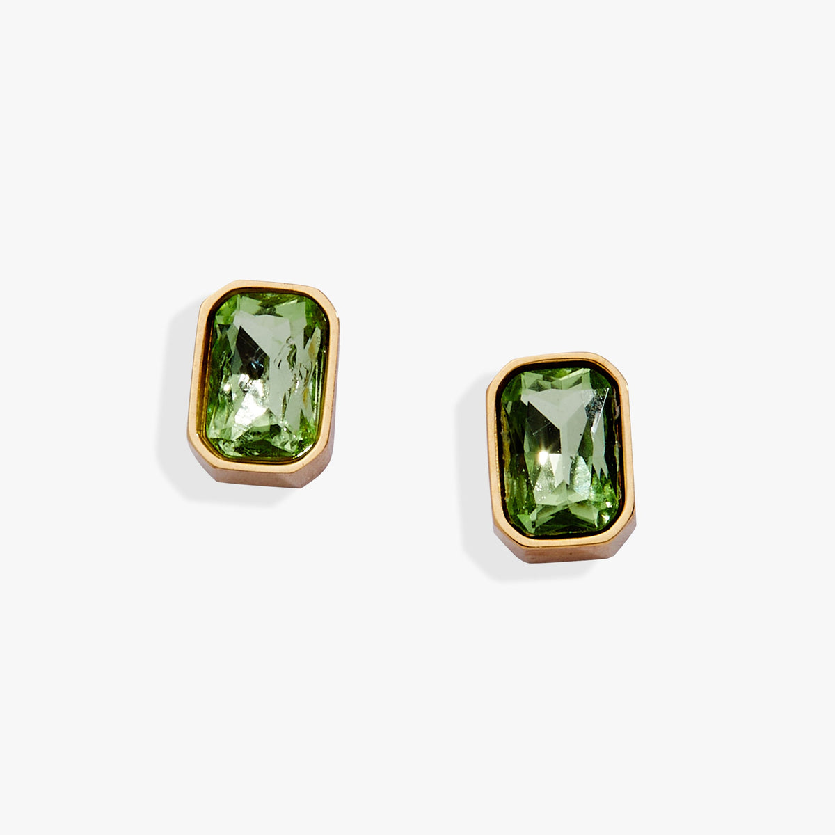 August Emerald-Cut Birthstone Stud Earrings - WONDERWALL