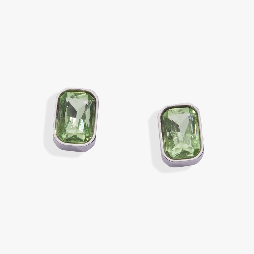 August Emerald-Cut Birthstone Stud Earrings - WONDERWALL
