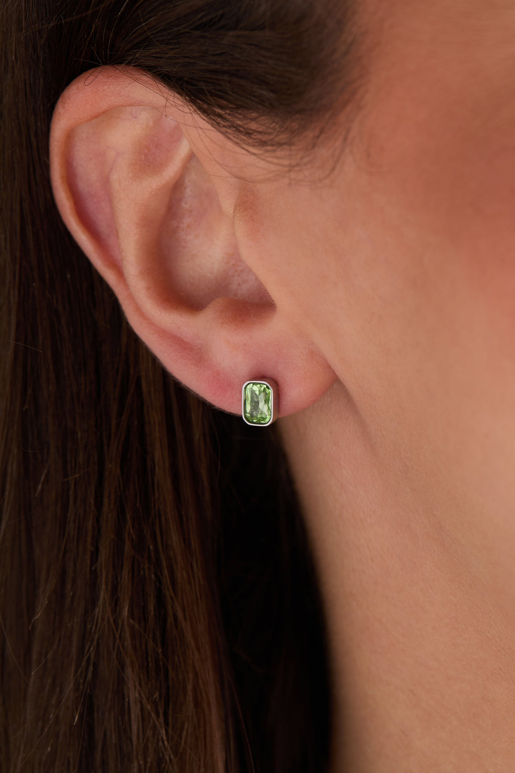 August Emerald-Cut Birthstone Stud Earrings - WONDERWALL