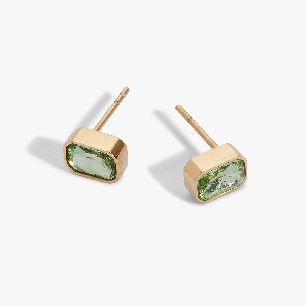 August Emerald-Cut Birthstone Stud Earrings - WONDERWALL