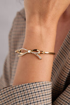 Bow Pearl Coquette Tension Bangle - WONDERWALL
