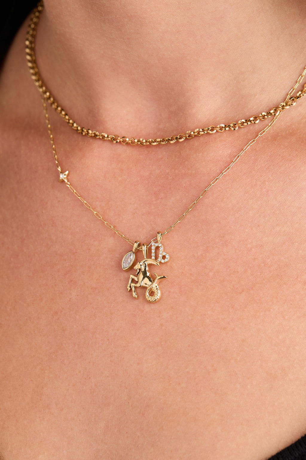 Capricorn Zodiac Charm Cluster Necklace - WONDERWALL