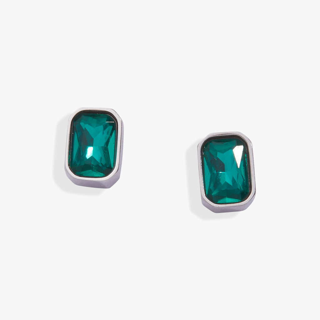 December Emerald-Cut Birthstone Stud Earrings - WONDERWALL