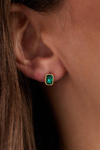 December Emerald-Cut Birthstone Stud Earrings - WONDERWALL