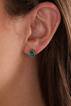 December Emerald-Cut Birthstone Stud Earrings - WONDERWALL