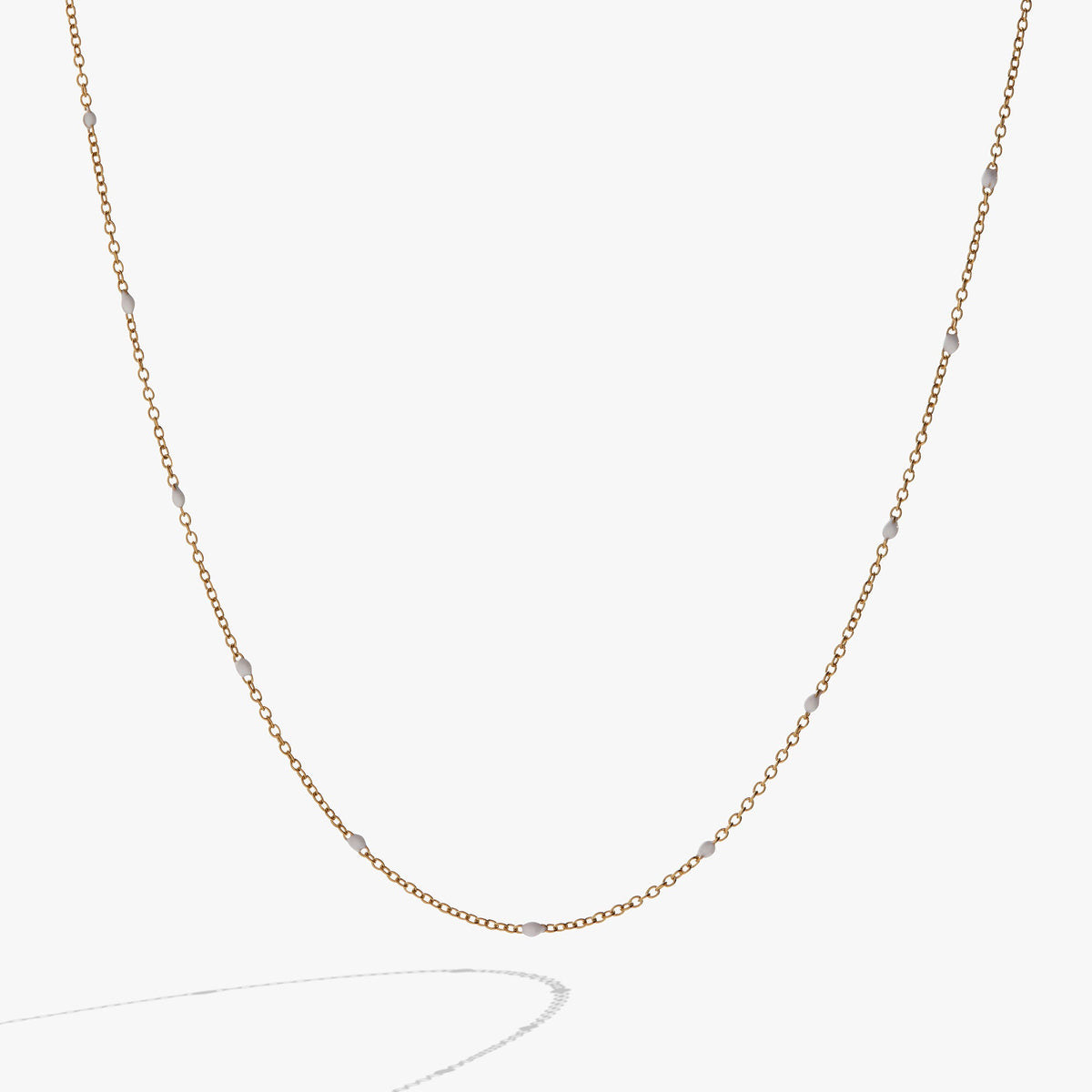 Enamel White Dot Chain Necklace - WONDERWALL