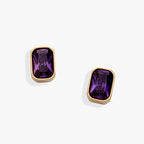 February Emerald-Cut Birthstone Stud Earrings - WONDERWALL