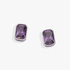 February Emerald-Cut Birthstone Stud Earrings - WONDERWALL