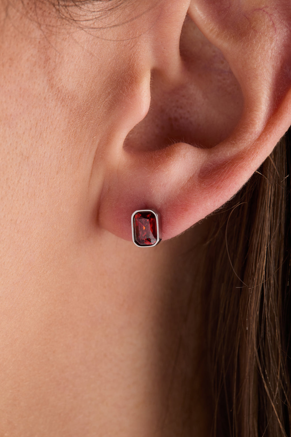 January Emerald-Cut Birthstone Stud - WONDERWALL