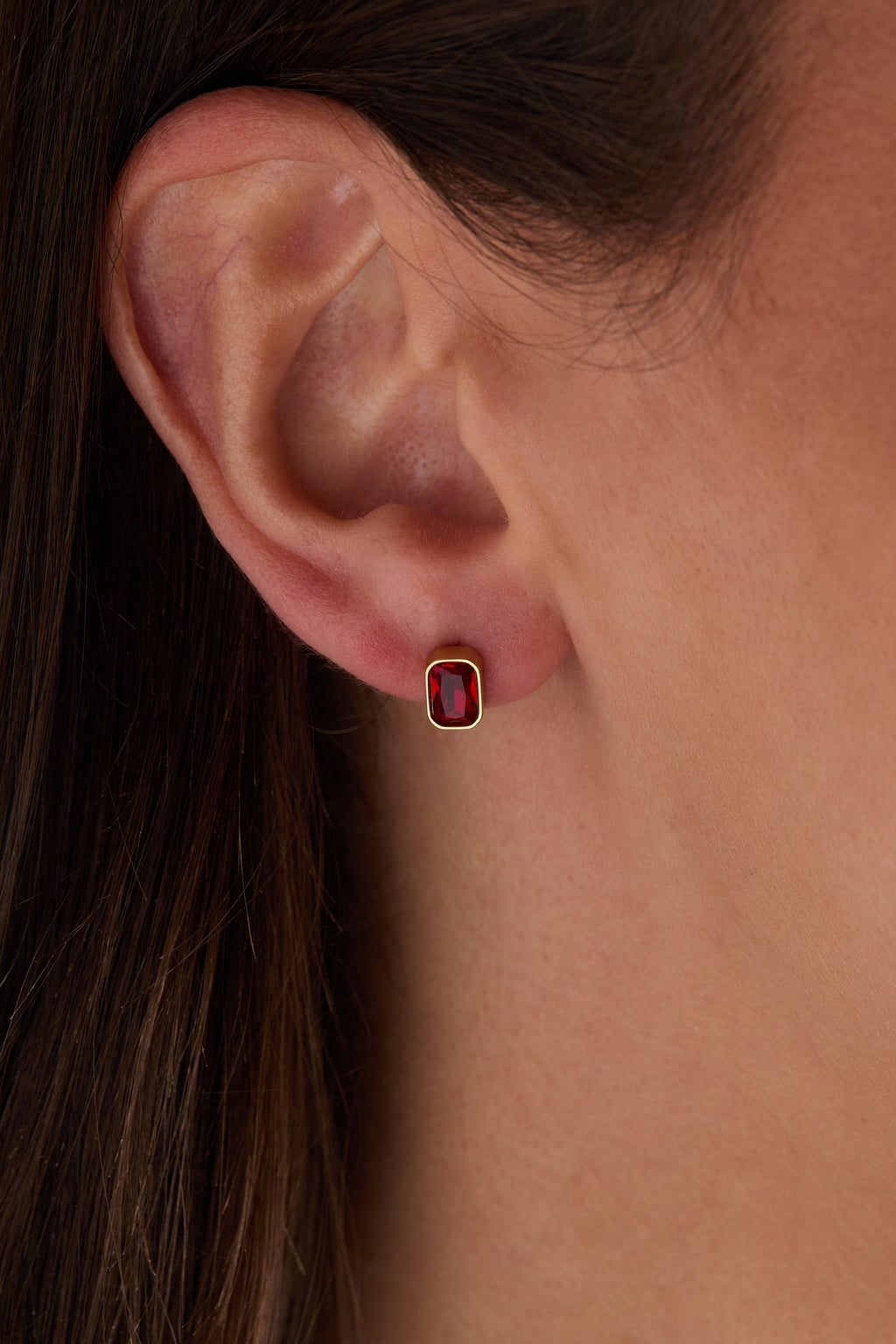 July Emerald-Cut Birthstone Stud Earrings - WONDERWALL