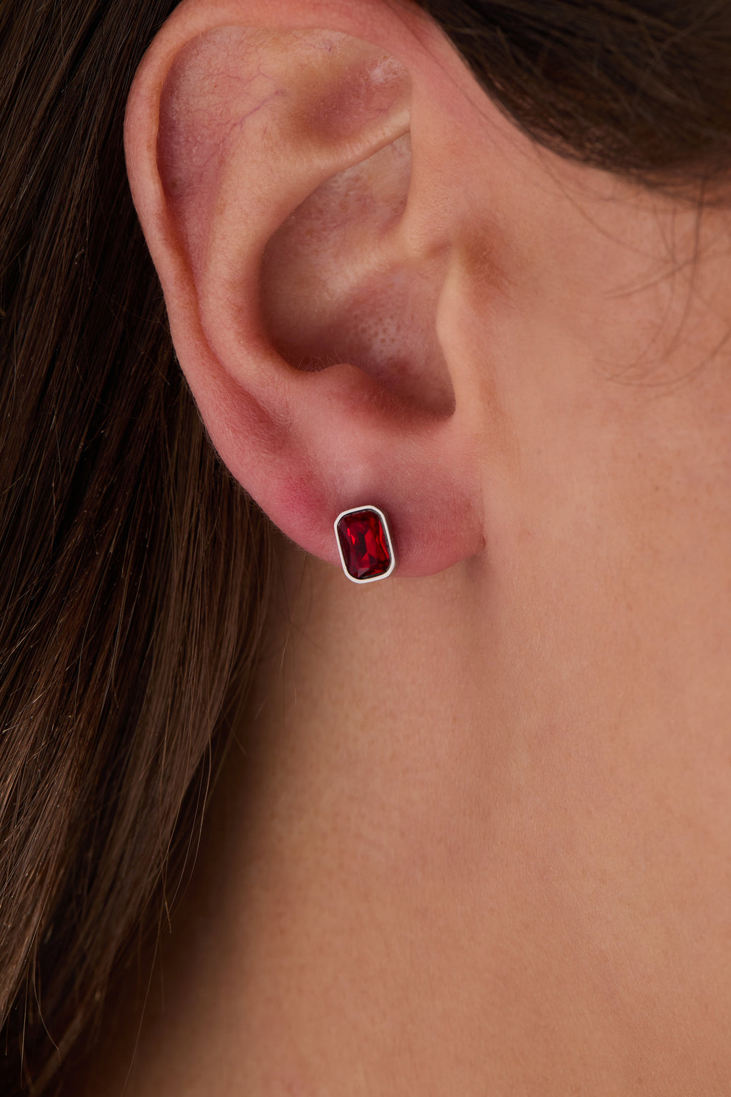 July Emerald-Cut Birthstone Stud Earrings - WONDERWALL