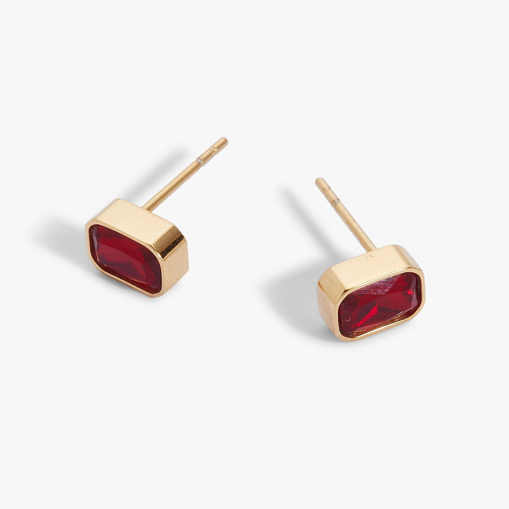 July Emerald-Cut Birthstone Stud Earrings - WONDERWALL