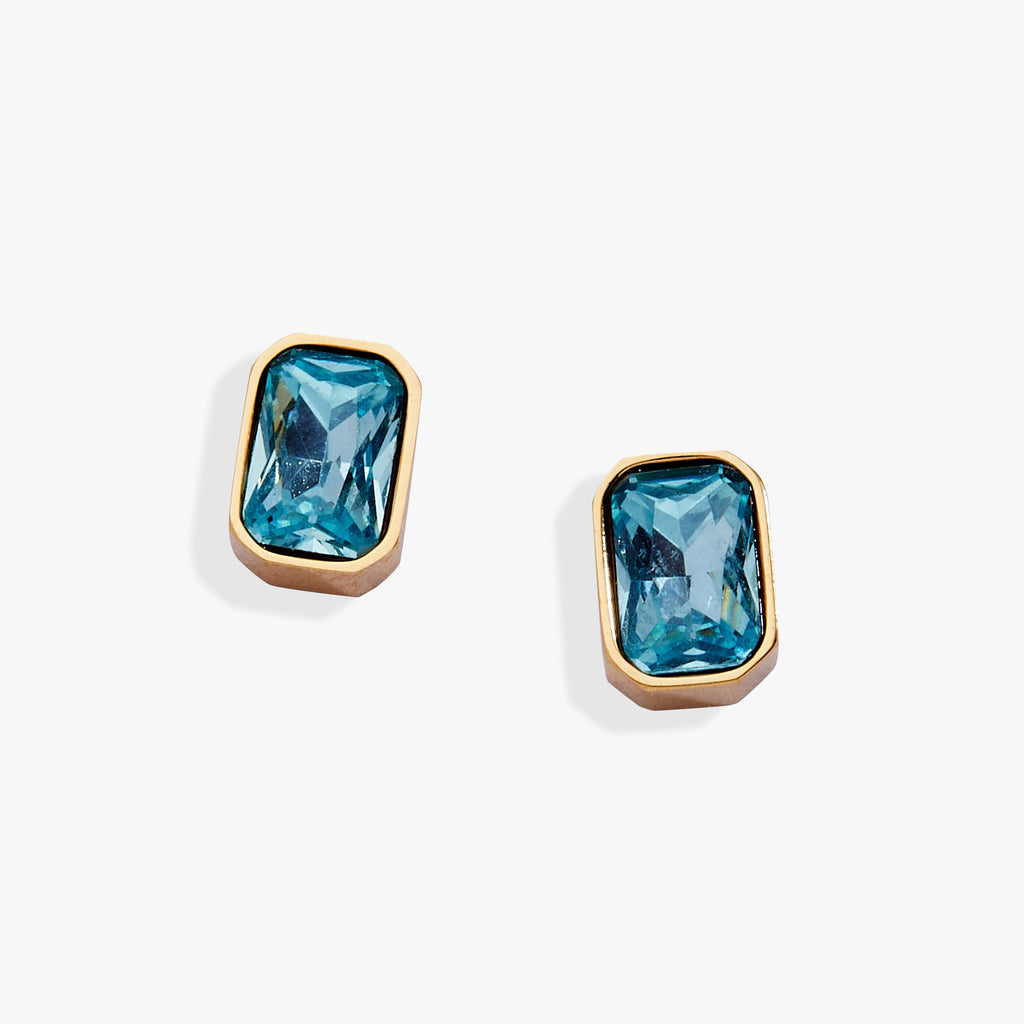 March Emerald-Cut Birthstone Stud - WONDERWALL