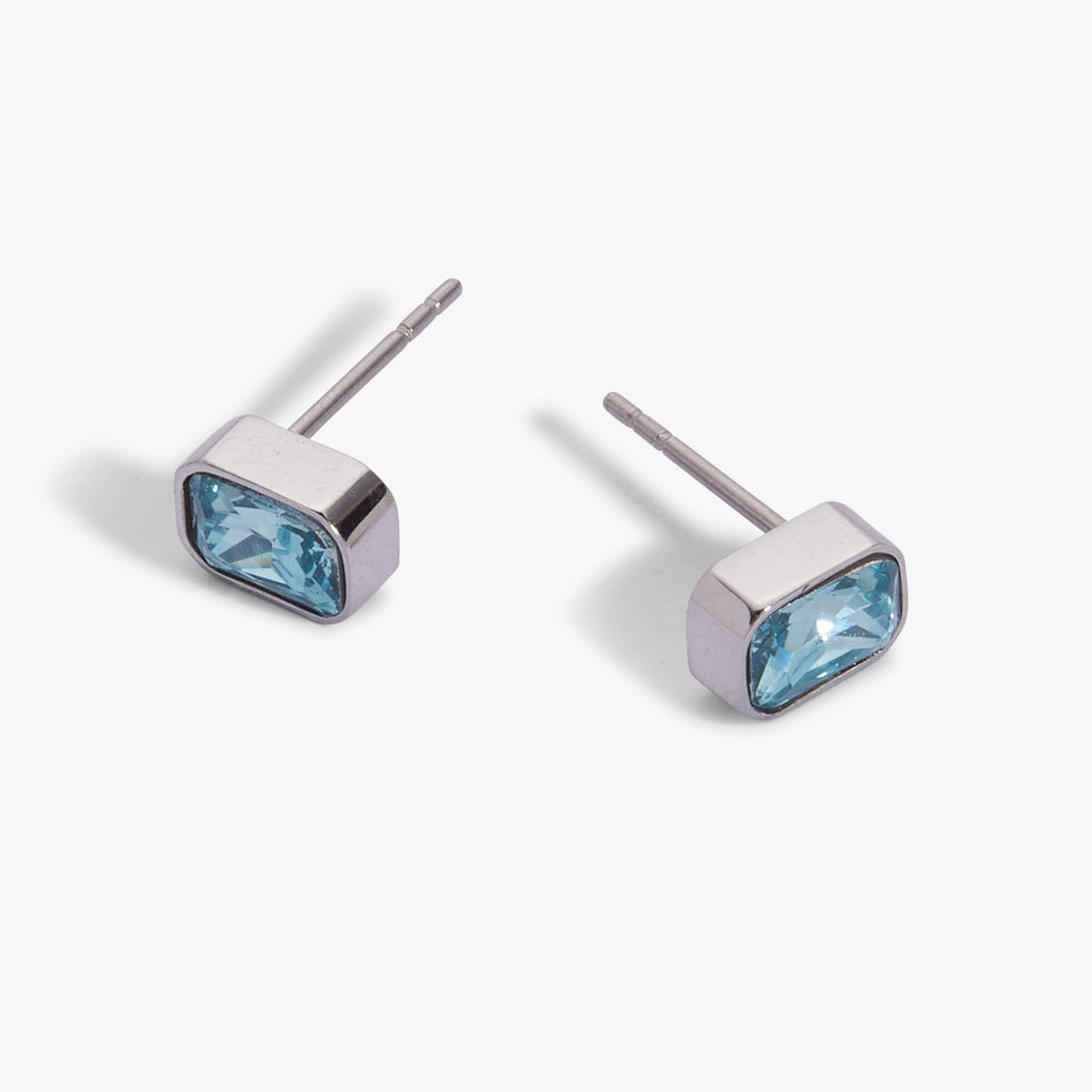March Emerald-Cut Birthstone Stud - WONDERWALL