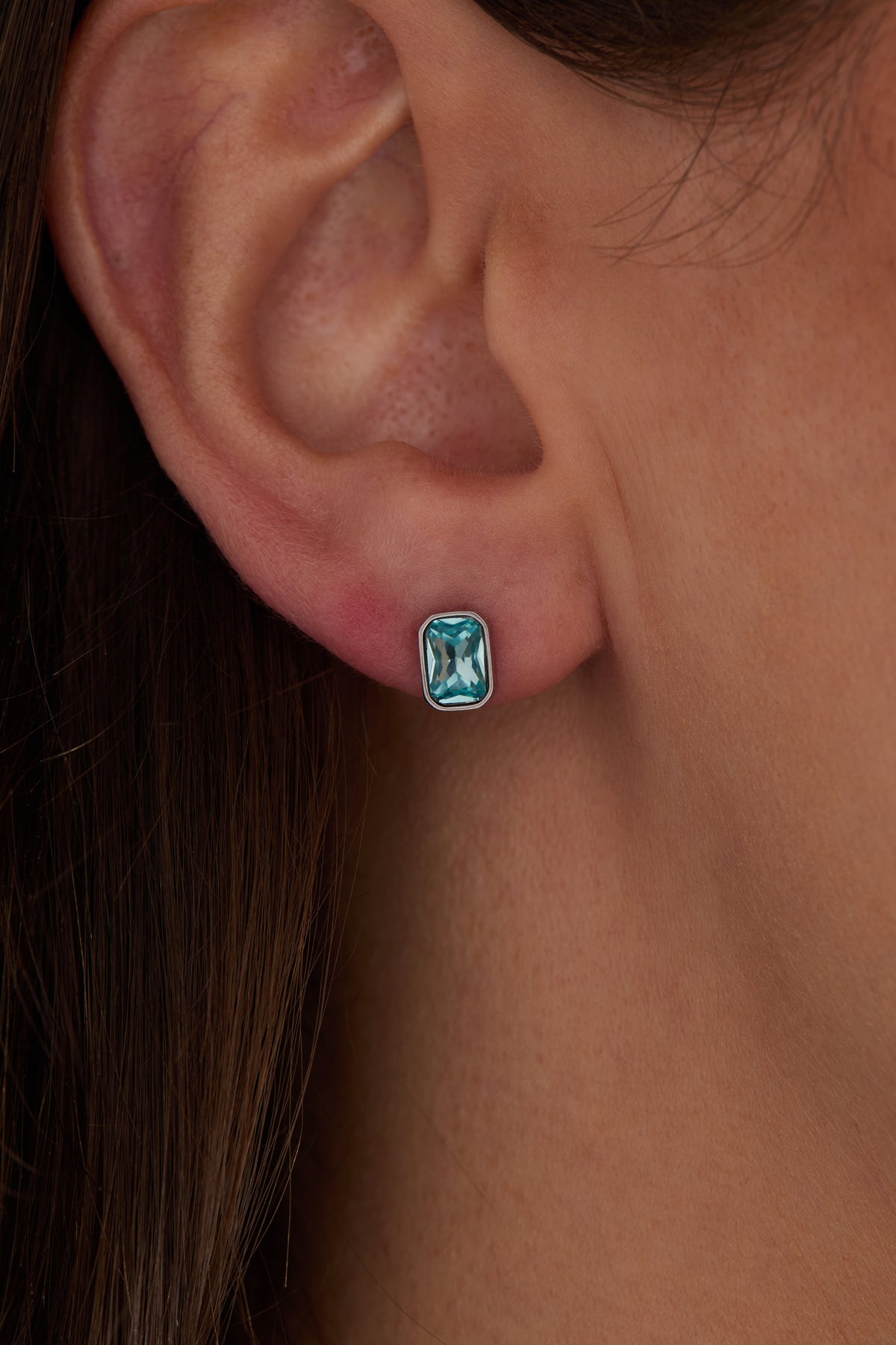 March Emerald-Cut Birthstone Stud - WONDERWALL