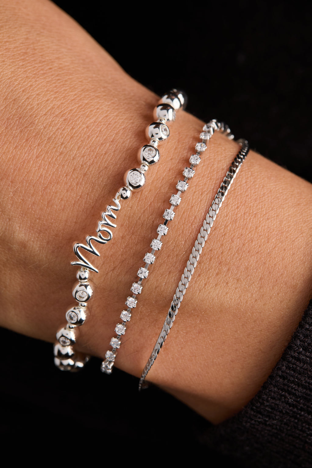 Mom Elongated Crystal Stretch Bracelet - WONDERWALL
