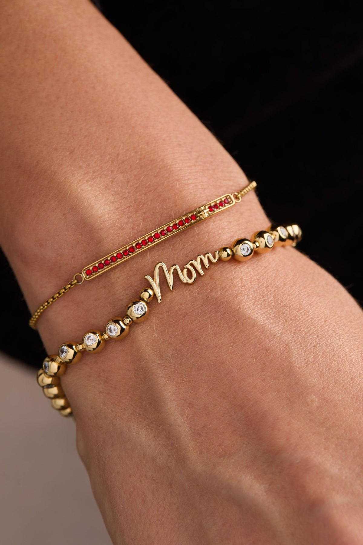 Mom Elongated Crystal Stretch Bracelet - WONDERWALL