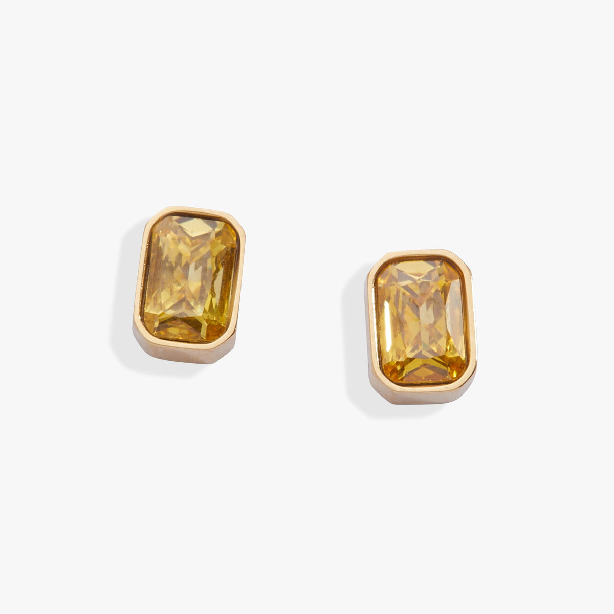 November Emerald-Cut Birthstone Stud Earrings - WONDERWALL