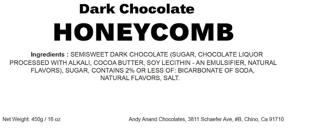 Andy Anand Luxurious Dark Chocolate Honeycomb, 1 lb – Gourmet Gift Box, All - Natural, No Preservatives, Vegan Indulgence, Birthday Gift Box