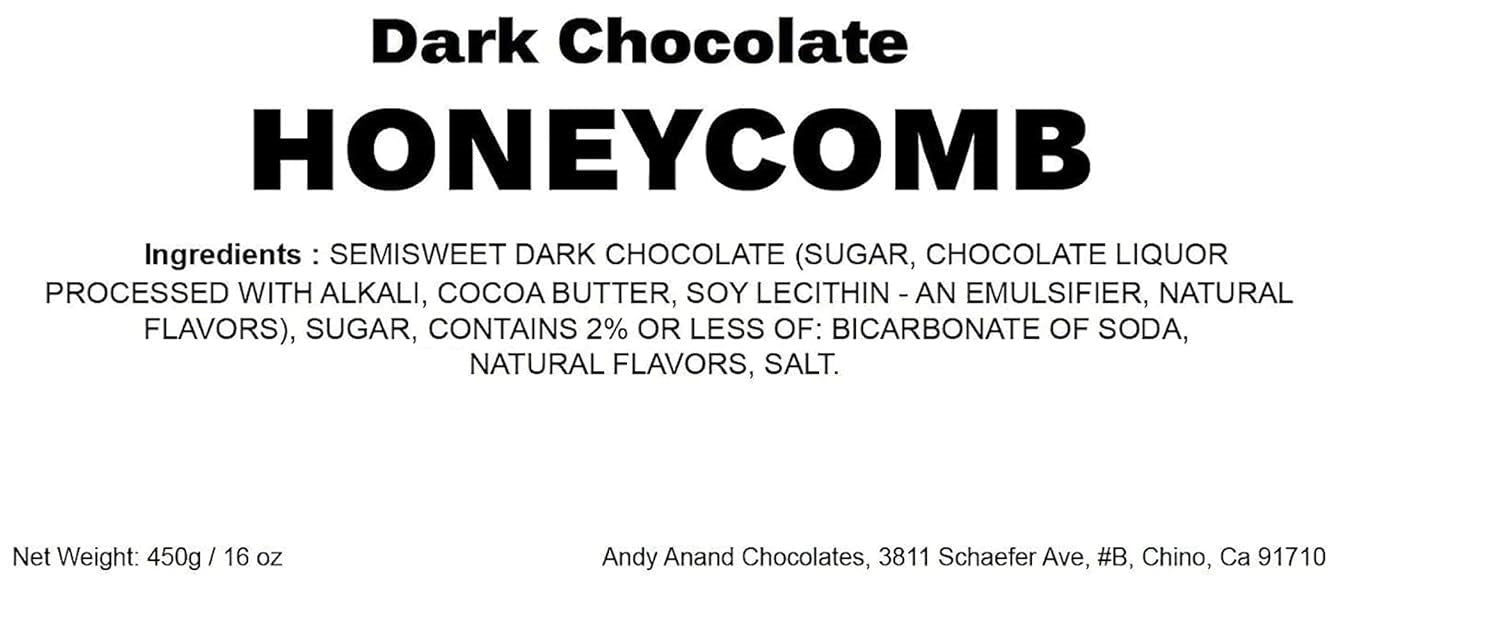 Andy Anand Luxurious Dark Chocolate Honeycomb, 1 lb – Gourmet Gift Box, All - Natural, No Preservatives, Vegan Indulgence, Birthday Gift Box