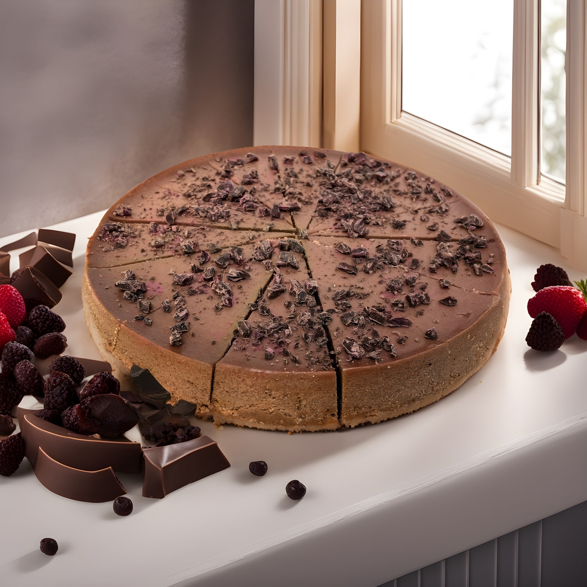 Andy Anand Sugar - Free Dark Chocolate Chip Cheesecake, 9 - Inch, 2 lb – Diabetic - Friendly, California Cream Cheese, No Preservatives Gift Box