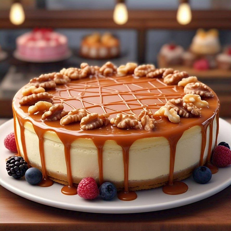 Andy Anand Gluten - Free Dairy - Free Caramel Walnut Cake, 9 - Inch – Vegan - Hand - Baked, Real Walnuts & Caramel Drizzle, No Preservatives, Birthday Gift