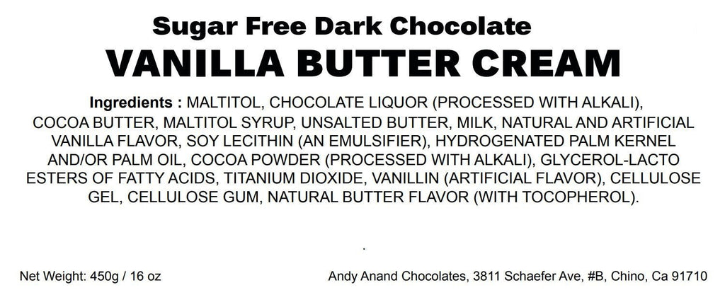 Andy Anand Sugar - Free Vanilla Butter Cream Dark Chocolates, 25 pc – Diabetic - Friendly, Keto, Gluten - Free, Birthday & Valentine's Gift Box
