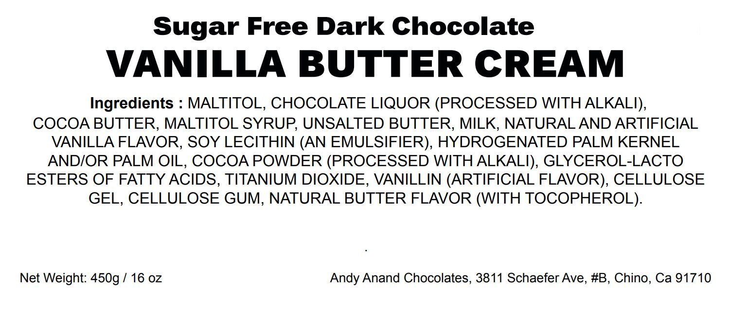 Andy Anand Sugar - Free Vanilla Butter Cream Dark Chocolates, 25 pc – Diabetic - Friendly, Keto, Gluten - Free, Birthday & Valentine's Gift Box